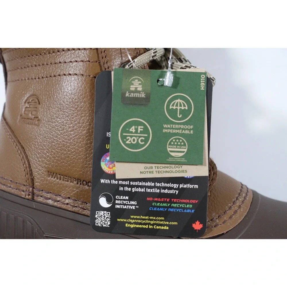 Kamik Hemlock Waterproof Winter Boots Men's 7 Ankle Height Brown MADE IN USA